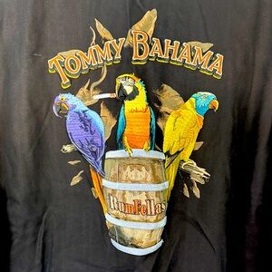 Tommy Bahama Black T-Shirt with Colorful Parrot Design